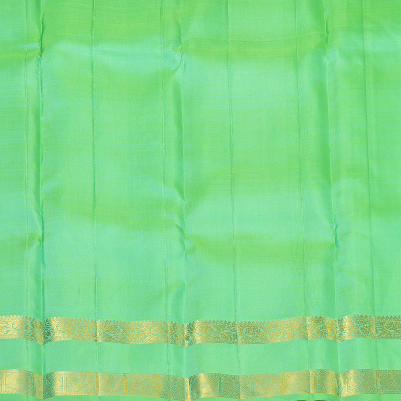Hayagrivas Handloom Teal Kanjivaram Silk Saree with Neon Green Border KBF42D5-1