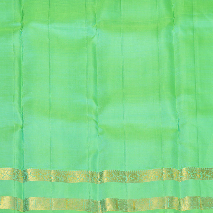 Hayagrivas Handloom Teal Kanjivaram Silk Saree with Neon Green Border KBF42D5-1