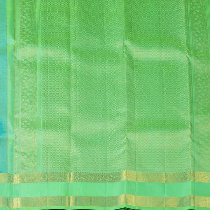 Hayagrivas Handloom Teal Kanjivaram Silk Saree with Neon Green Border KBF42D5-1