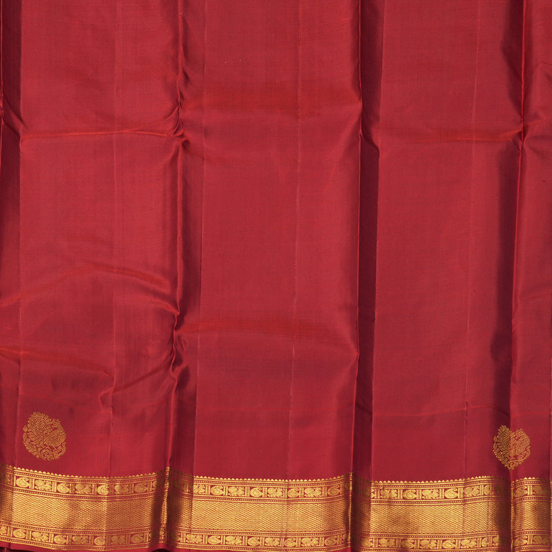 Hayagrivas Handloom Navy Blue Kanjivaram Silk Saree with Maroon Border KBF430F1-2