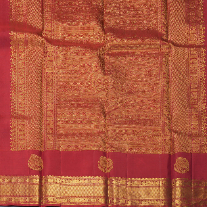 Hayagrivas Handloom Navy Blue Kanjivaram Silk Saree with Maroon Border KBF430F1-2