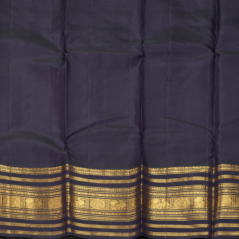 Hayagrivas Handloom Red Kanjivaram Silk Saree with Midnight Blue Border KBF430F1-4
