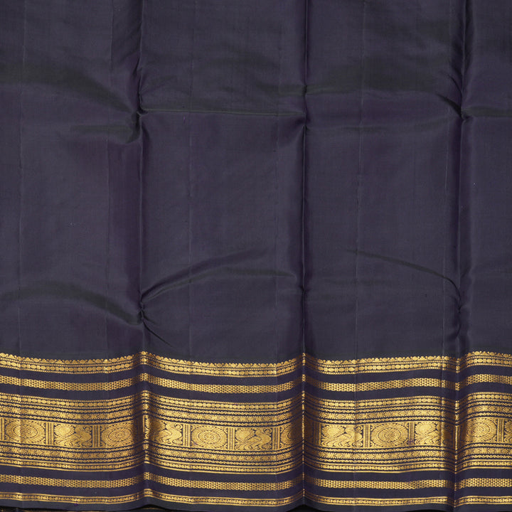 Hayagrivas Handloom Red Kanjivaram Silk Saree with Midnight Blue Border KBF430F1-4