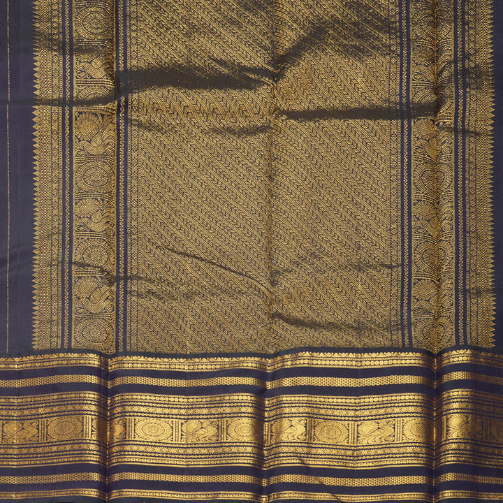 Hayagrivas Handloom Red Kanjivaram Silk Saree with Midnight Blue Border KBF430F1-4