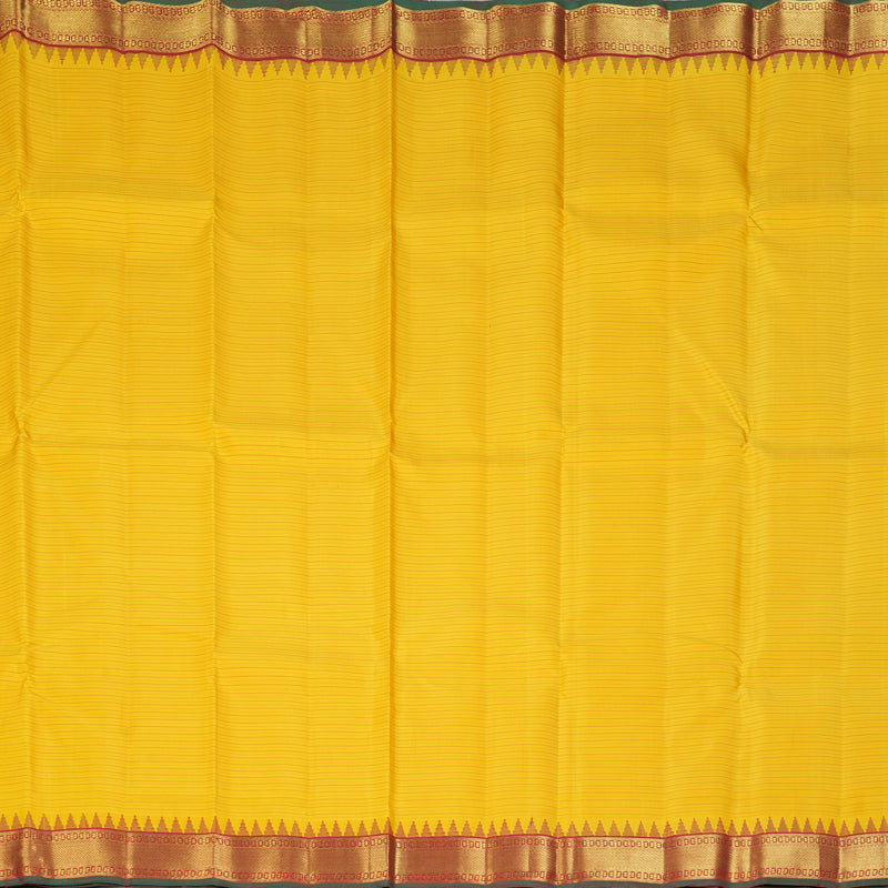 Hayagrivas Handloom Yellow Kanjivaram Silk Saree with Maroon Border KBF432F5-1