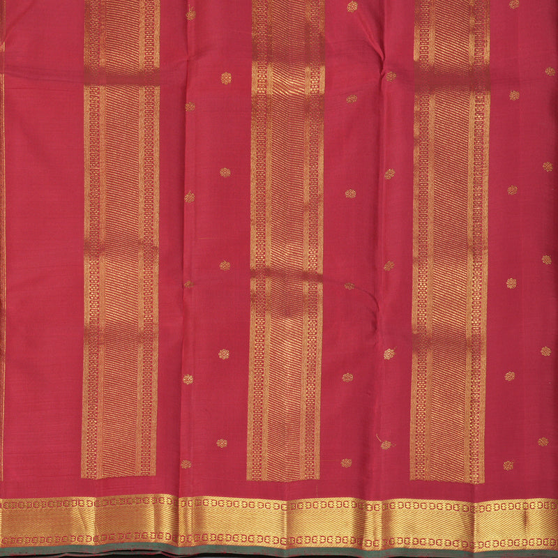 Hayagrivas Handloom Yellow Kanjivaram Silk Saree with Maroon Border KBF432F5-1