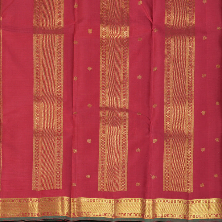 Hayagrivas Handloom Yellow Kanjivaram Silk Saree with Maroon Border KBF432F5-1
