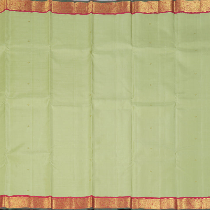 Hayagrivas Handloom Pista Green Kanjivaram Silk Saree with Maroon Border KBF432F6-1