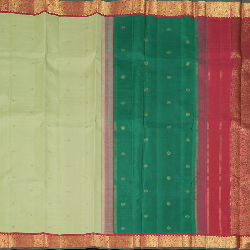 Hayagrivas Handloom Pista Green Kanjivaram Silk Saree with Maroon Border KBF432F6-1