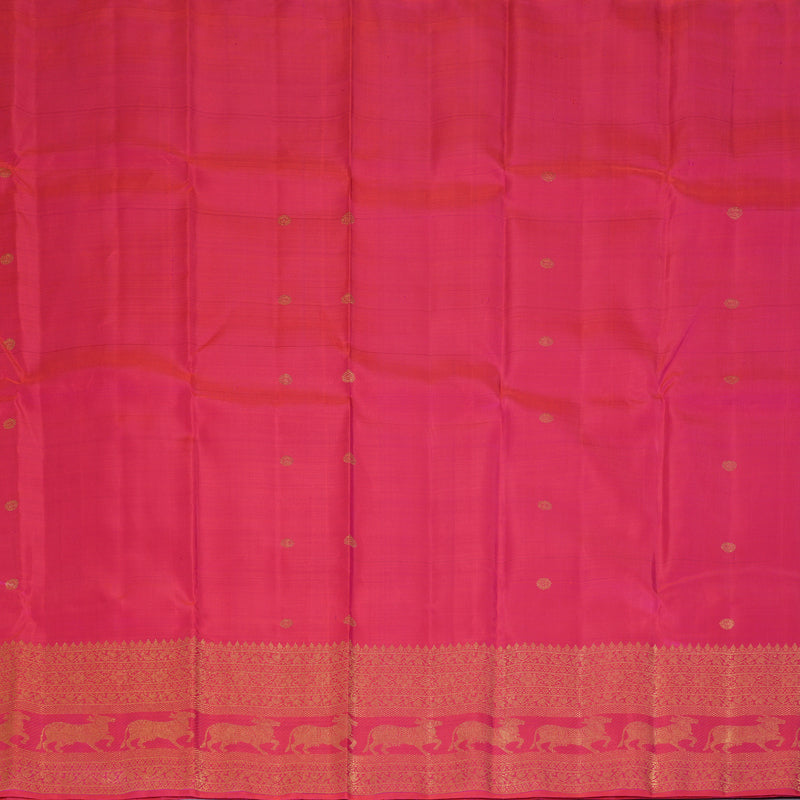 Hayagrivas Handloom Orangish-Pink Kanjivaram Silk Saree KBF432F8-1