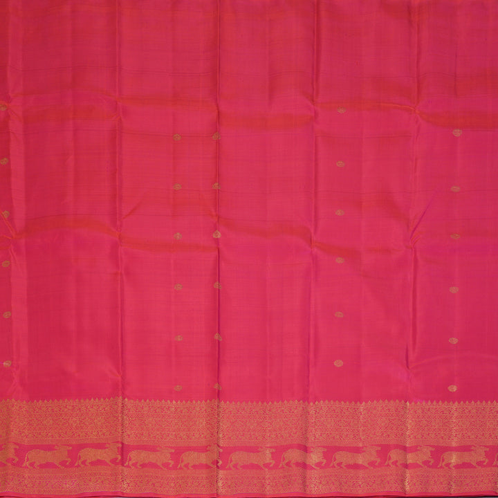Hayagrivas Handloom Orangish-Pink Kanjivaram Silk Saree KBF432F8-1