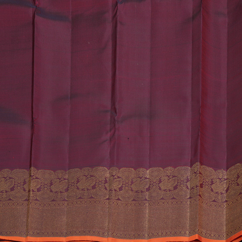 Hayagrivas Handloom Half-White Kanjivaram Silk Saree with Wine Border KBF432F9-1