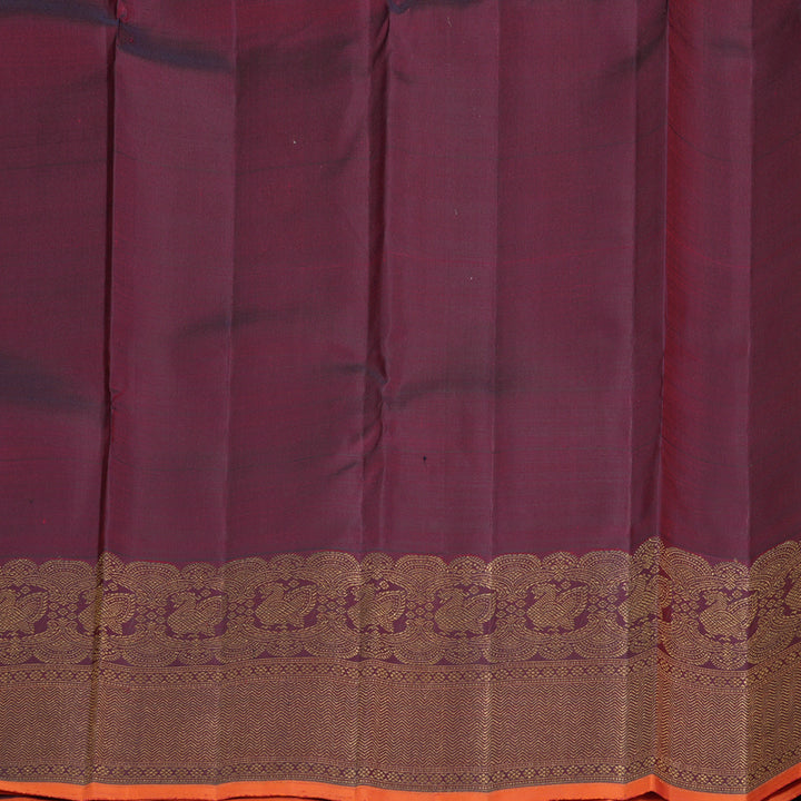 Hayagrivas Handloom Half-White Kanjivaram Silk Saree with Wine Border KBF432F9-1