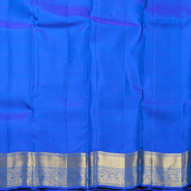Hayagrivas Handloom Yellowish-Green Kanjivaram Silk Saree with MS Blue Border KBF433F1-12
