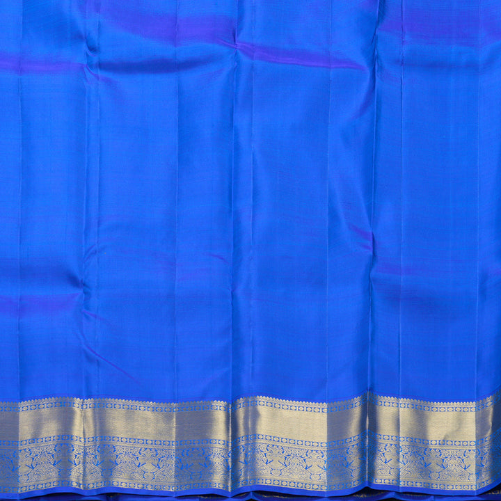 Hayagrivas Handloom Yellowish-Green Kanjivaram Silk Saree with MS Blue Border KBF433F1-12