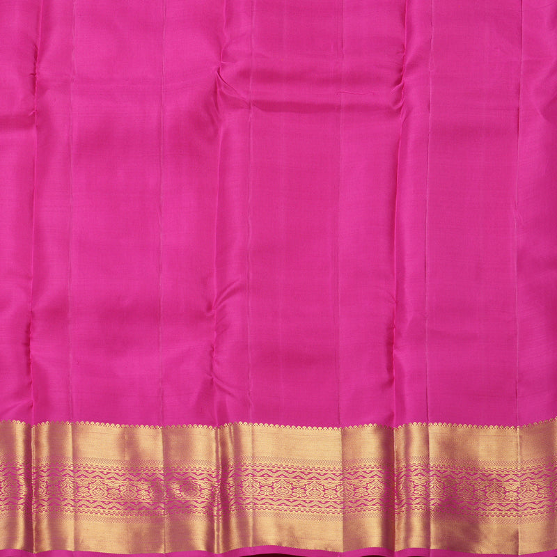 Hayagrivas Handloom Orangish-Pink Kanjivaram Silk Saree with Pink Border KBF433F1-22