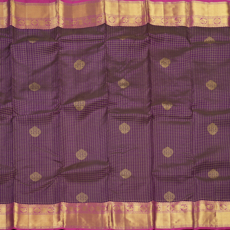Hayagrivas Handloom Purple Kanjivaram Silk Saree with Magenta-Pink Border KBF433F14-3
