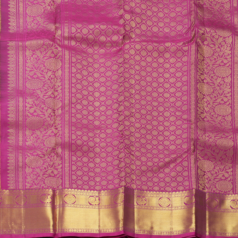 Hayagrivas Handloom Purple Kanjivaram Silk Saree with Magenta-Pink Border KBF433F14-3