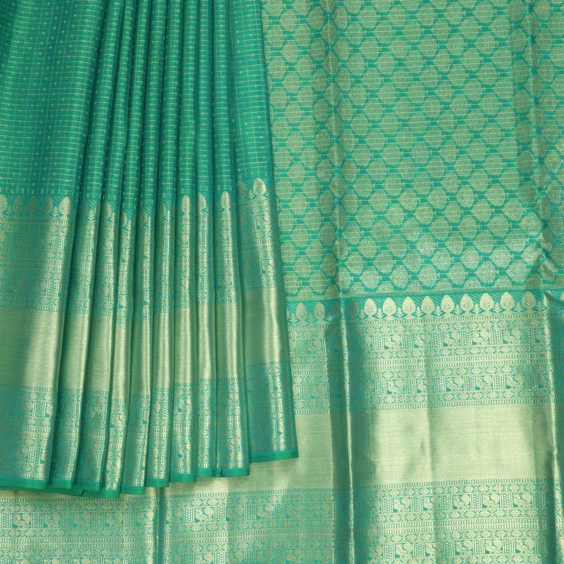Hayagrivas Handloom Sea Green Kanjivaram Silk Saree KBF433F14-8