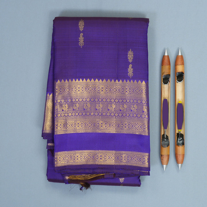Hayagrivas Handloom MS Blue Kanjivaram Silk Saree KBF433F3-4