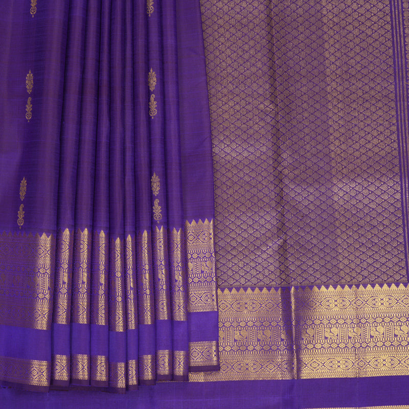 Hayagrivas Handloom MS Blue Kanjivaram Silk Saree KBF433F3-4