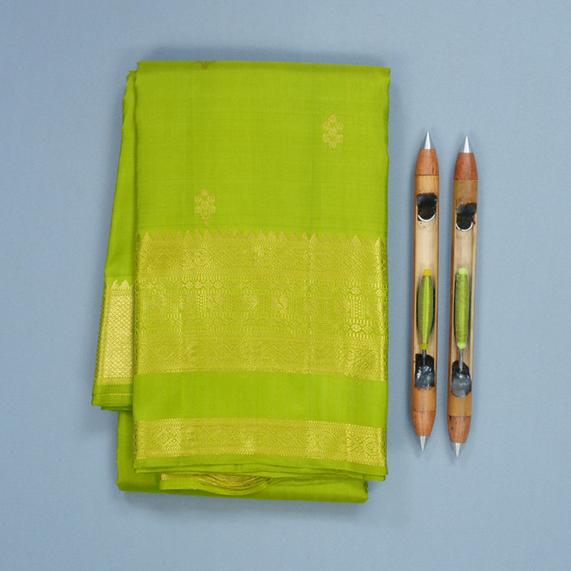 Hayagrivas Handloom Parrot Green Kanjivaram Silk Saree KBF433F3-8