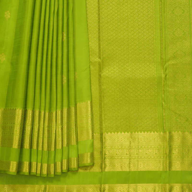 Hayagrivas Handloom Parrot Green Kanjivaram Silk Saree KBF433F3-8