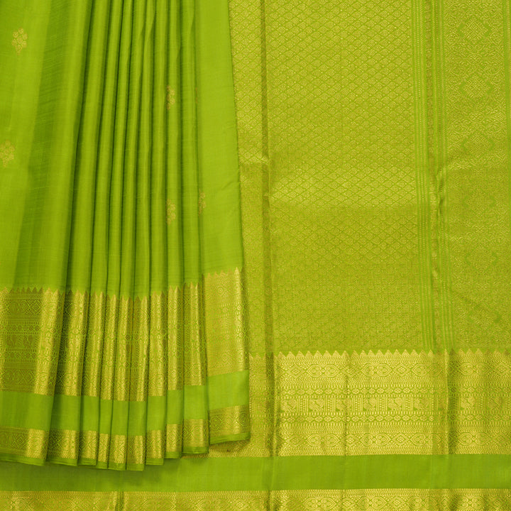 Hayagrivas Handloom Parrot Green Kanjivaram Silk Saree KBF433F3-8
