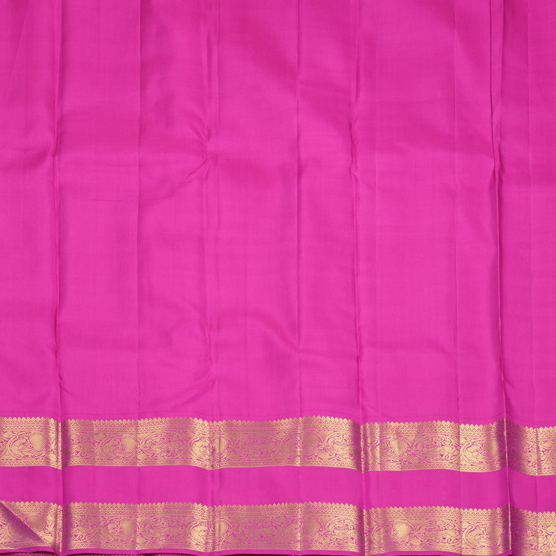 Hayagrivas Handloom Orangish-Pink Kanjivaram Silk Saree with Rani Pink Border KBF433F4-1
