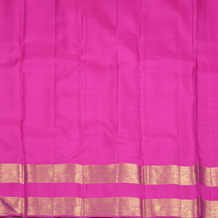 Hayagrivas Handloom Orangish-Pink Kanjivaram Silk Saree with Rani Pink Border KBF433F4-1
