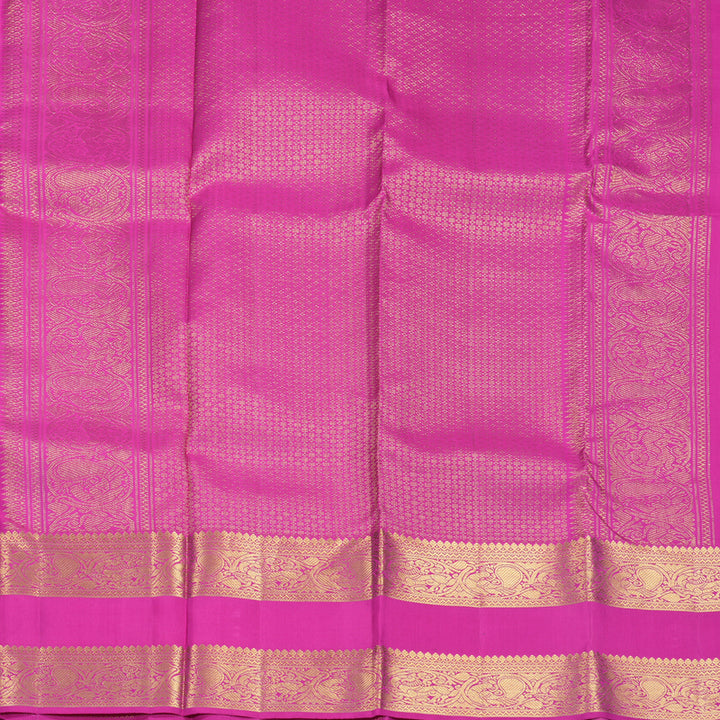 Hayagrivas Handloom Orangish-Pink Kanjivaram Silk Saree with Rani Pink Border KBF433F4-1