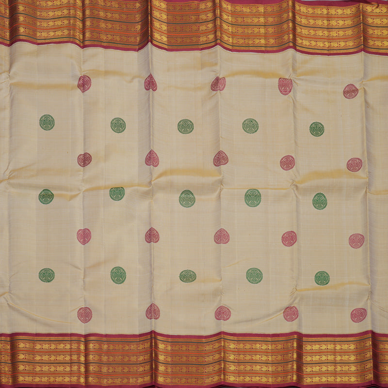 Hayagrivas Handloom Sandal Kanjivaram Silk Saree with Maroon Border KBF434F1-2
