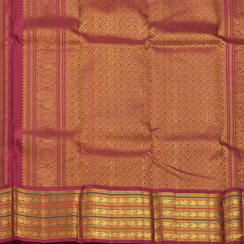 Hayagrivas Handloom Sandal Kanjivaram Silk Saree with Maroon Border KBF434F1-2