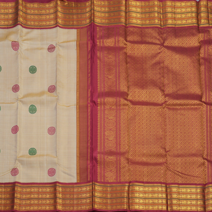 Hayagrivas Handloom Sandal Kanjivaram Silk Saree with Maroon Border KBF434F1-2