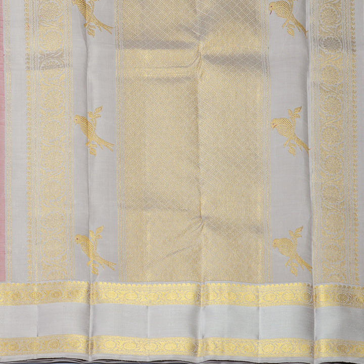 Hayagrivas Handloom Rani Pink Kanjivaram Silk Saree with Grey Border KBF434F4-1