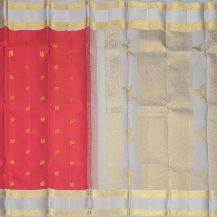 Hayagrivas Handloom Rani Pink Kanjivaram Silk Saree with Grey Border KBF434F4-1