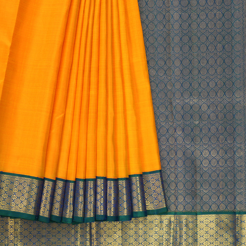 Hayagrivas Handloom Mambazham Orange Kanjivaram Silk Saree with Mayilkazhuthu Border KBF435F1-3