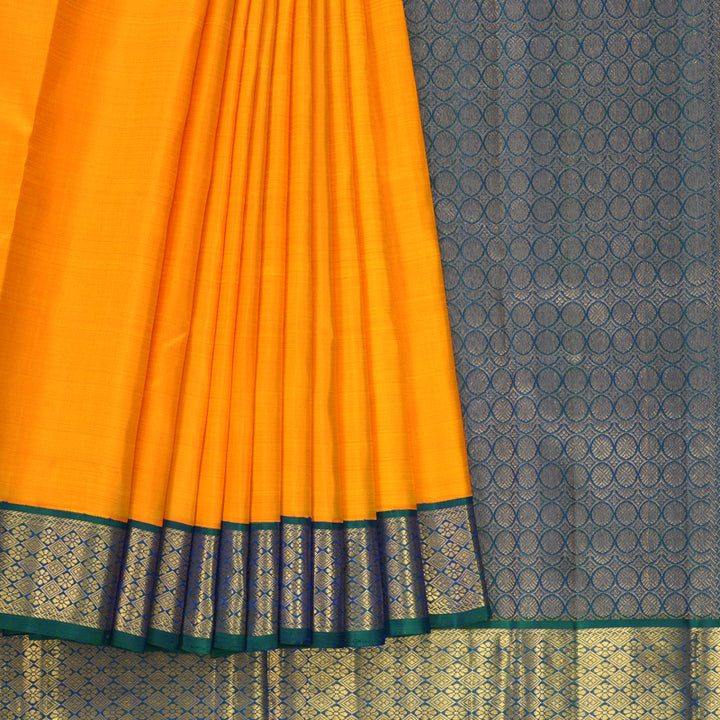 Hayagrivas Handloom Mambazham Orange Kanjivaram Silk Saree with Mayilkazhuthu Border KBF435F1-3