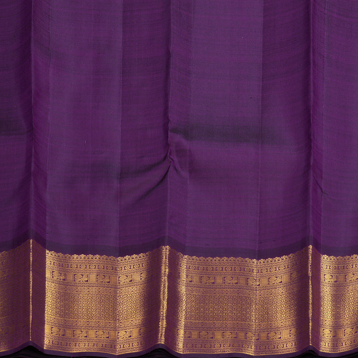 Hayagrivas Handloom Yellow Kanjivaram Silk Saree with Brinjal Purple Border KBF436F4-1