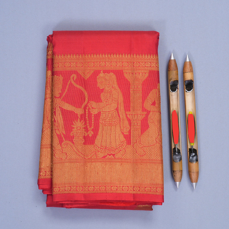 Hayagrivas Handloom Red Kanjivaram Silk Saree KBF438F3-1
