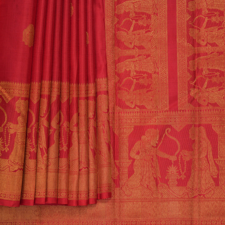 Hayagrivas Handloom Red Kanjivaram Silk Saree KBF438F3-1