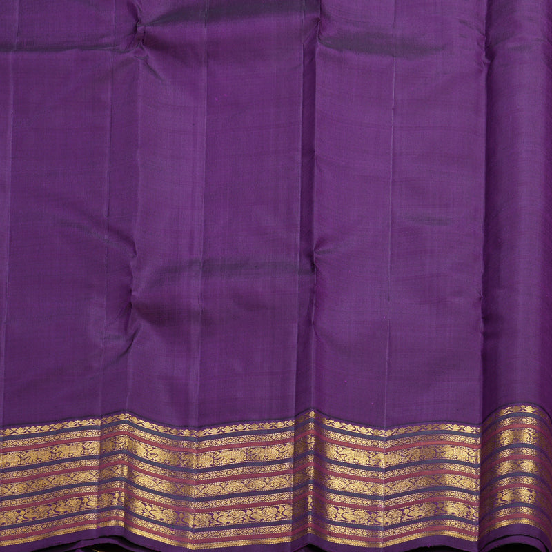 Hayagrivas Handloom Orange Kanjivaram Silk Saree with Purple Border KBF438F4-1