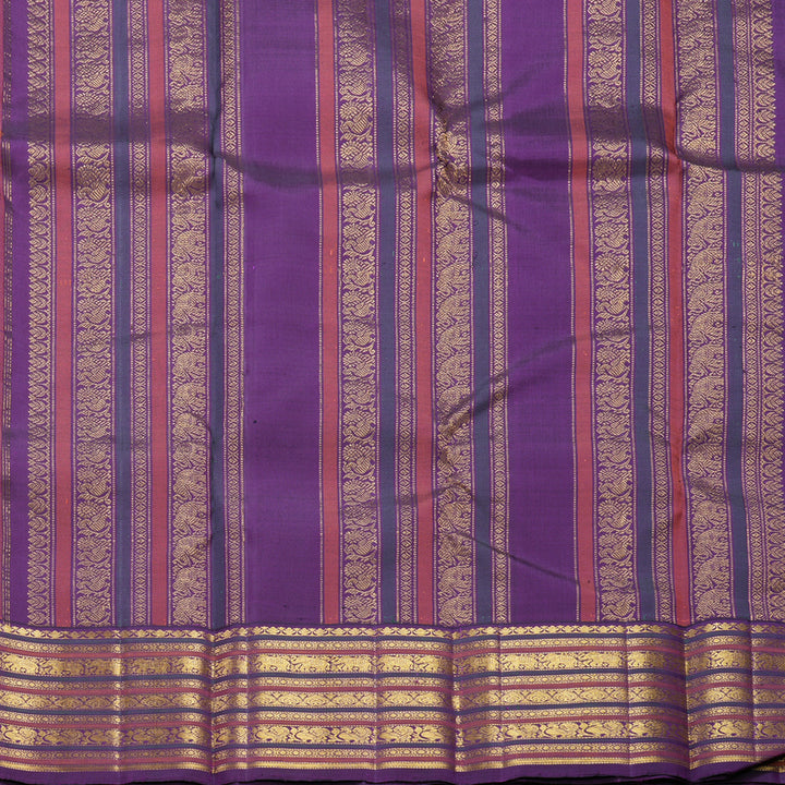 Hayagrivas Handloom Orange Kanjivaram Silk Saree with Purple Border KBF438F4-1