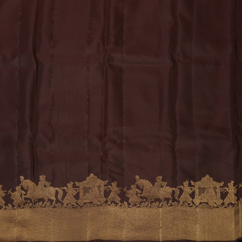 Hayagrivas Handloom Dark Brown Kanjivaram Silk Saree KBF43D1-2