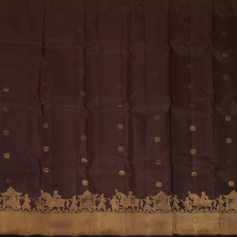 Hayagrivas Handloom Dark Brown Kanjivaram Silk Saree KBF43D1-2