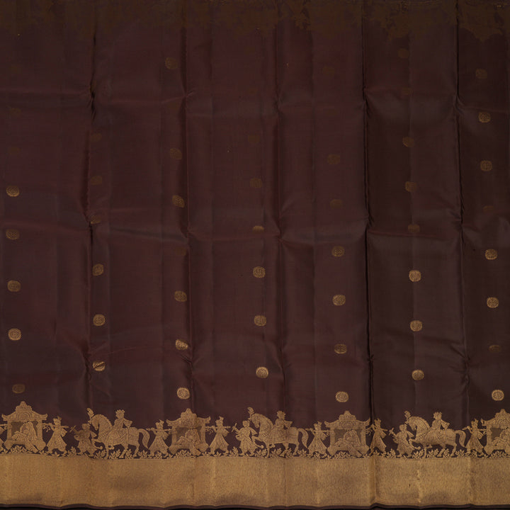 Hayagrivas Handloom Dark Brown Kanjivaram Silk Saree KBF43D1-2