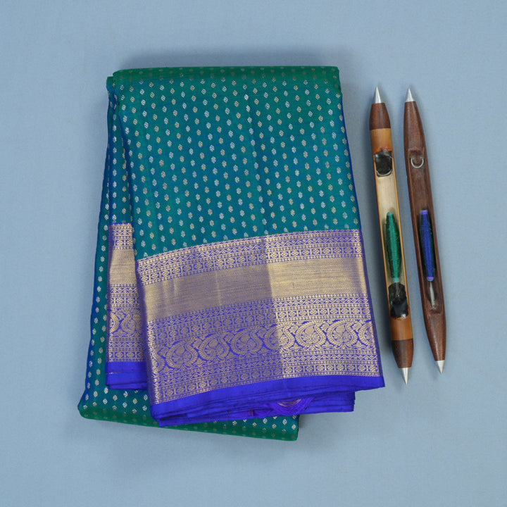 Hayagrivas Handloom Mayilkazhuthu Kanjivaram Silk Saree with MS Blue Border KBF43D10-1
