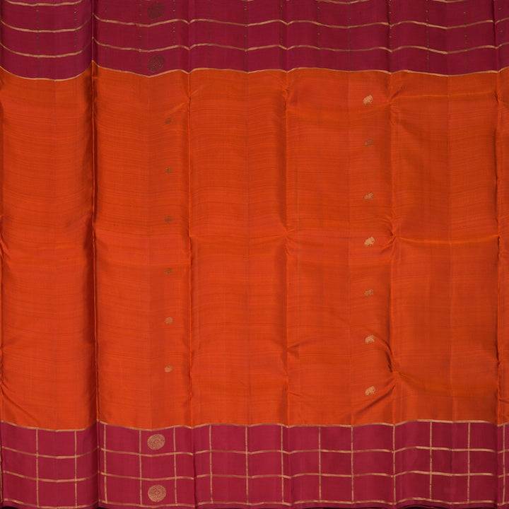 Hayagrivas Handloom Orange Kanjivaram Silk Saree with Red Border KBF43D15-2