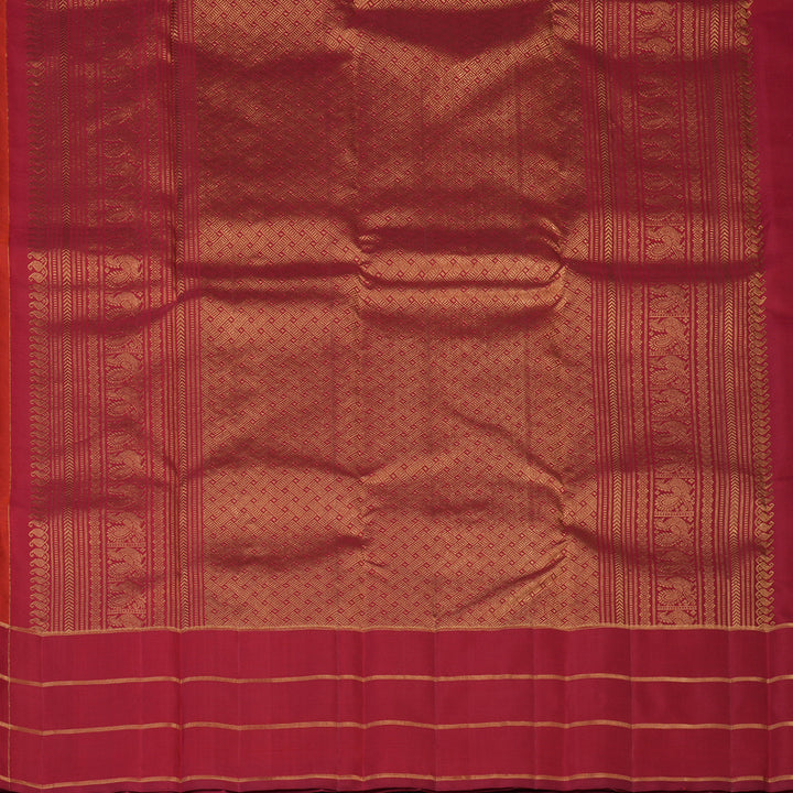 Hayagrivas Handloom Orange Kanjivaram Silk Saree with Red Border KBF43D15-2