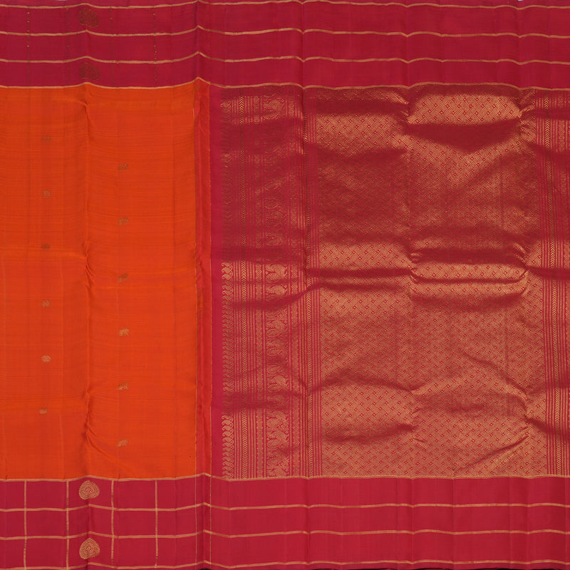 Hayagrivas Handloom Orange Kanjivaram Silk Saree with Red Border KBF43D15-2